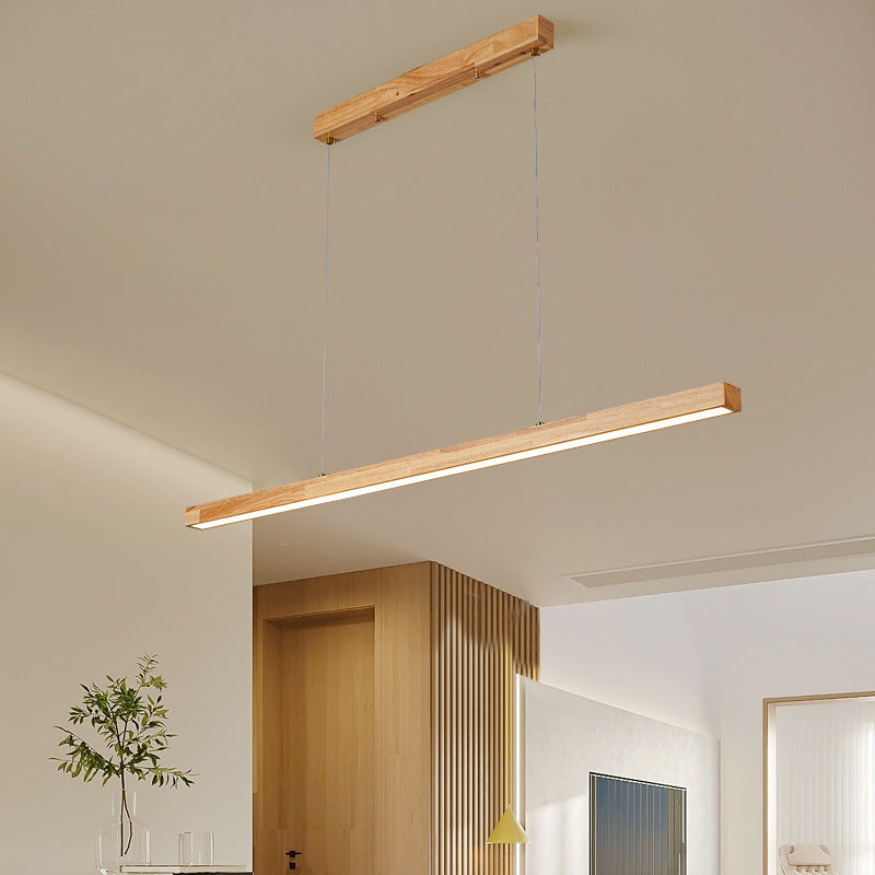 Traditional Japanese Rectangular Bar Wood Aluminum PC LED Island Light β Pendant Chandelier for Dining Room