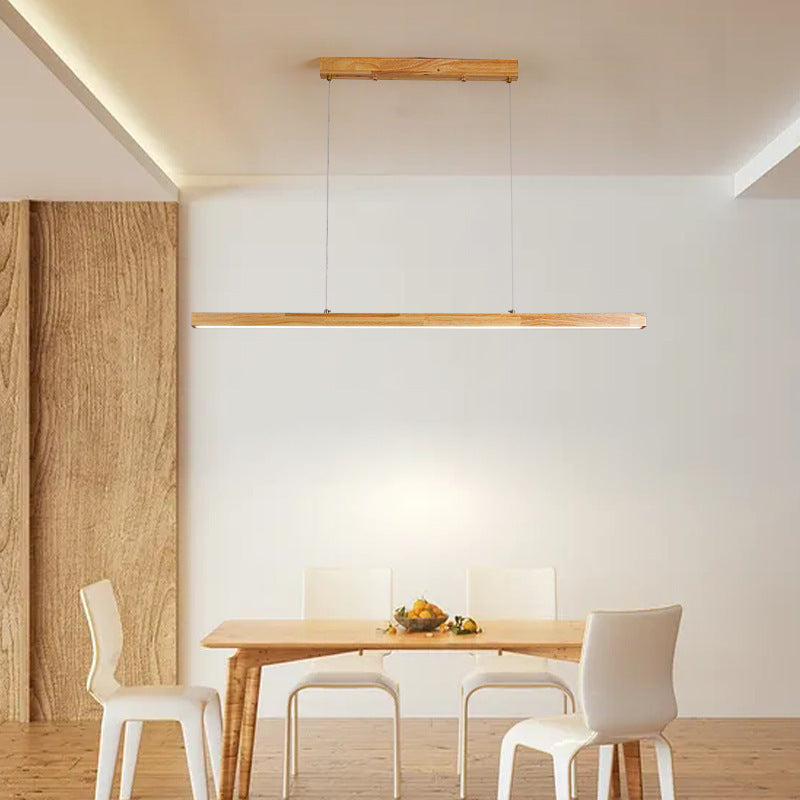 Traditional Japanese Rectangular Bar Wood Aluminum PC LED Island Light β Pendant Chandelier for Dining Room