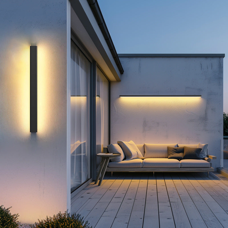 Modern Minimalist Outdoor LED Wall Sconce Lamp – Waterproof, Long Aluminum & Acrylic Construction for Patio