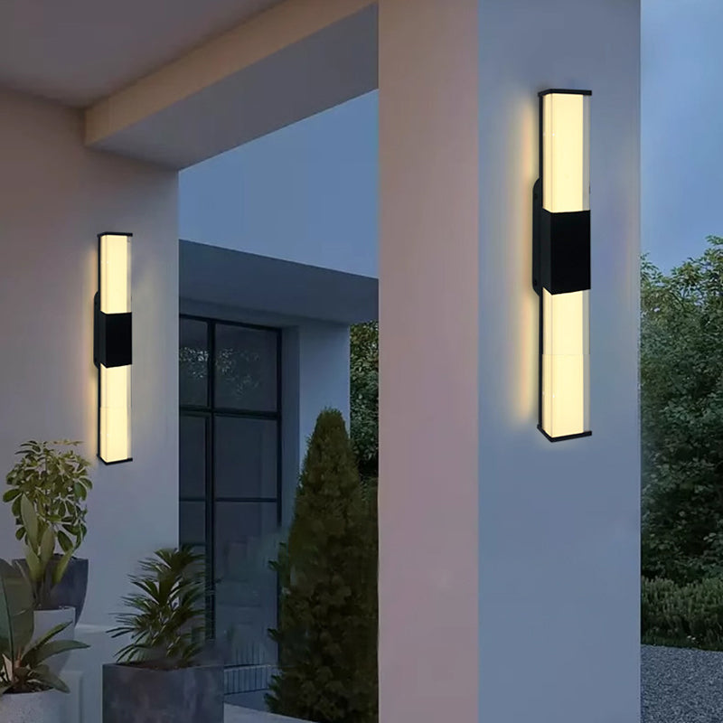 Sleek Modern Minimalist Waterproof Rectangular Outdoor Wall Sconce – Long Aluminum-PC Lamp for Garden