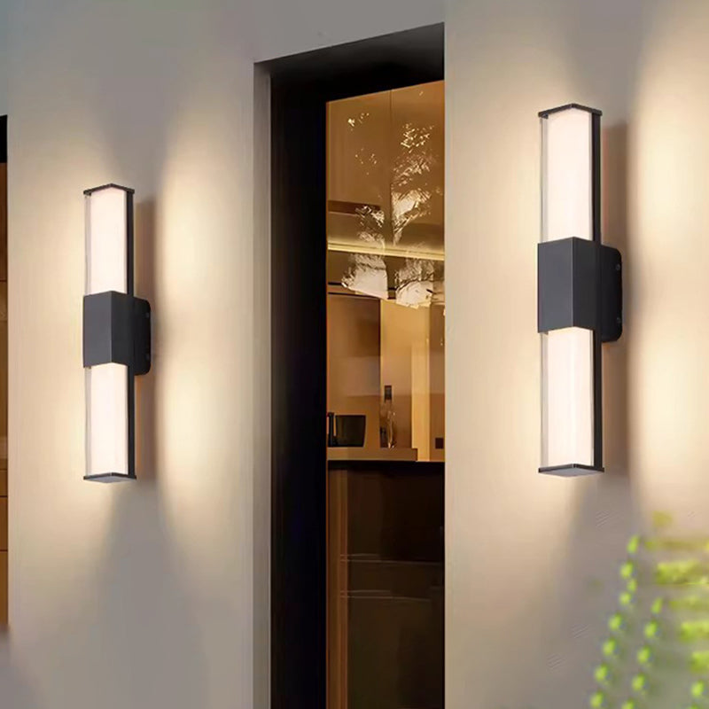 Sleek Modern Minimalist Waterproof Rectangular Outdoor Wall Sconce – Long Aluminum-PC Lamp for Garden