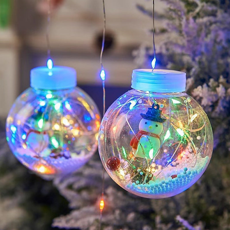 Modern LED Snowman and Christmas Tree Decoration with String Lights for Living Room