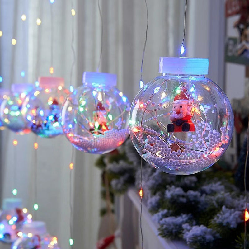 Modern LED Snowman and Christmas Tree Decoration with String Lights for Living Room