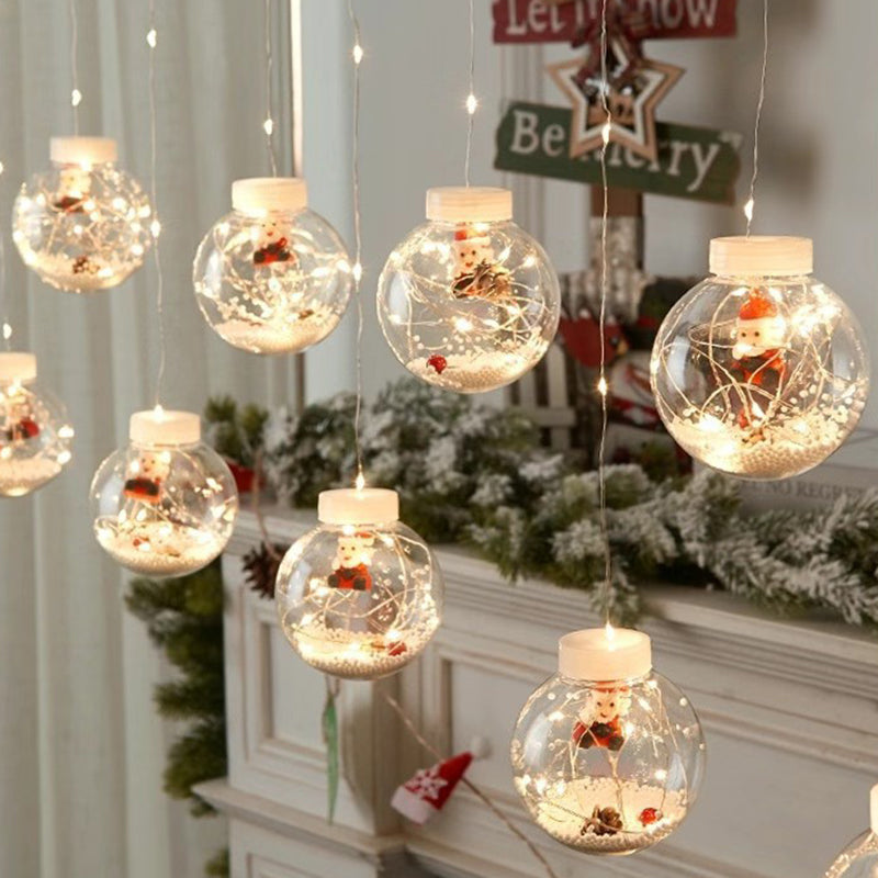 Modern LED Snowman and Christmas Tree Decoration with String Lights for Living Room