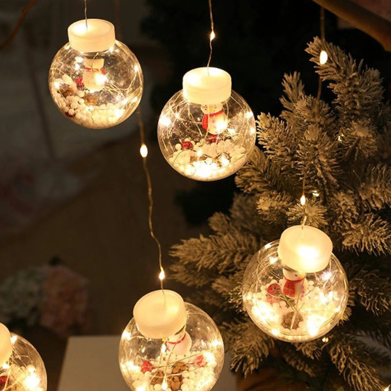 Modern LED Snowman and Christmas Tree Decoration with String Lights for Living Room