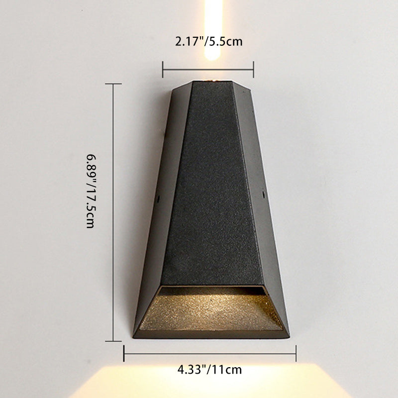 Modern Minimalist Aluminum Trapezoid LED Outdoor Wall Sconce with Up & Down Lighting for Garden