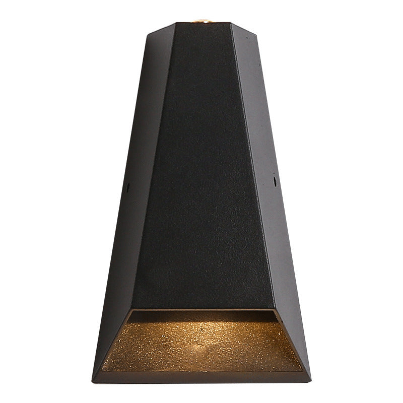 Modern Minimalist Aluminum Trapezoid LED Outdoor Wall Sconce with Up & Down Lighting for Garden