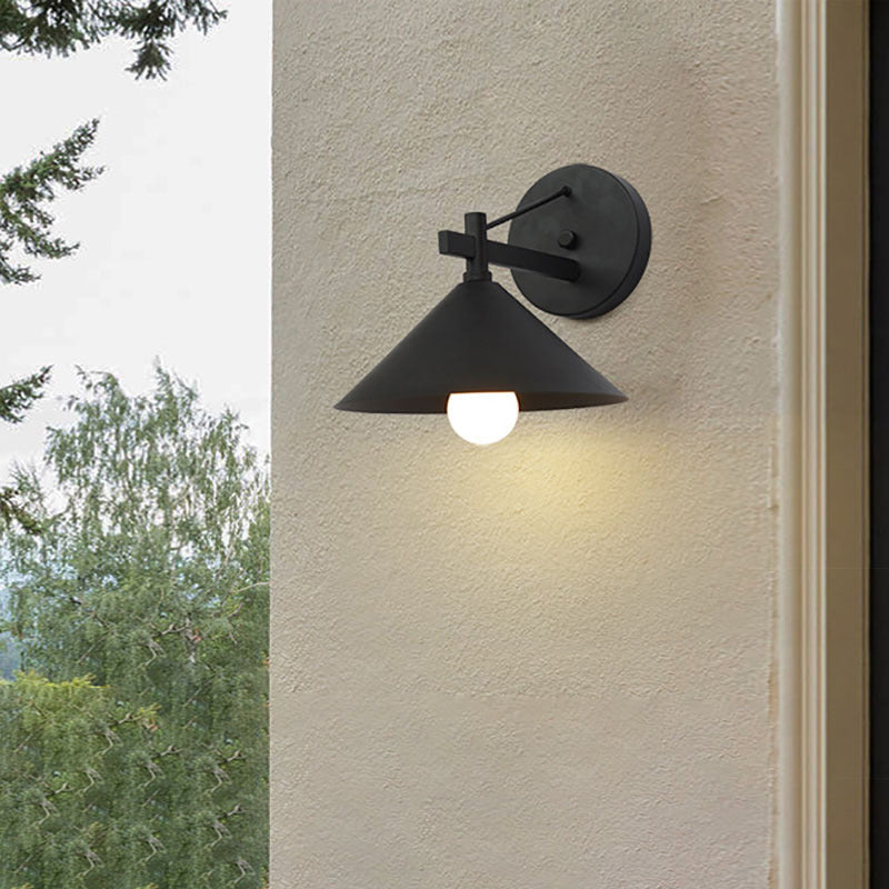 Modern Nordic Iron Geometric Cone Wall Sconce, 1-Light, Outdoor Waterproof Lamp for Garden
