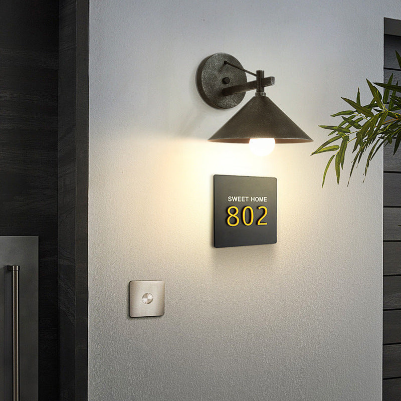 Modern Nordic Iron Geometric Cone Wall Sconce, 1-Light, Outdoor Waterproof Lamp for Garden