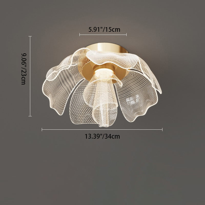 Modern Luxury Flower Petal Dome LED Ceiling Light – Iron & Acrylic, Flush Mount for Bedroom