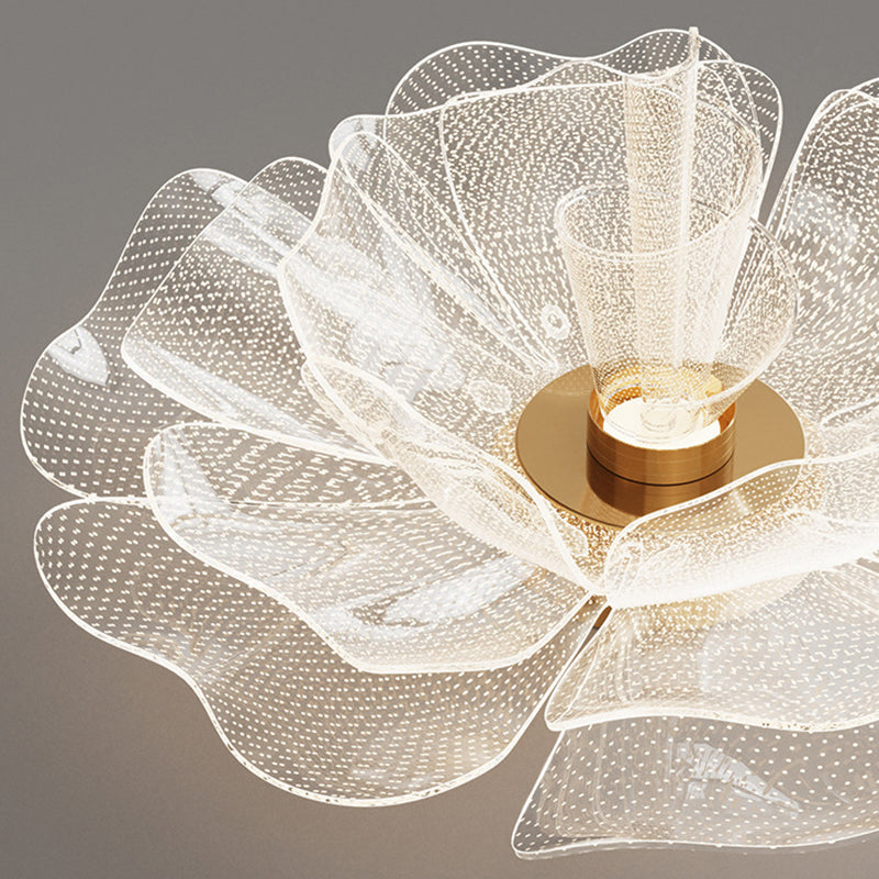 Modern Luxury Flower Petal Dome LED Ceiling Light – Iron & Acrylic, Flush Mount for Bedroom