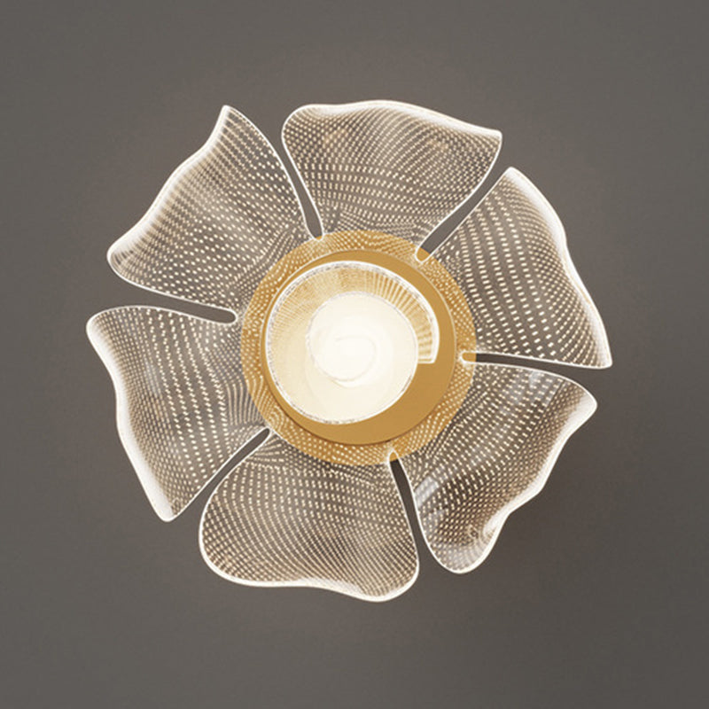 Modern Luxury Flower Petal Dome LED Ceiling Light – Iron & Acrylic, Flush Mount for Bedroom
