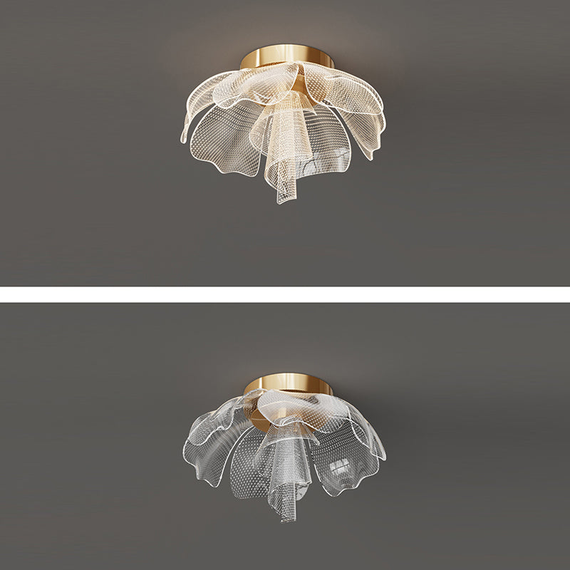 Modern Luxury Flower Petal Dome LED Ceiling Light – Iron & Acrylic, Flush Mount for Bedroom