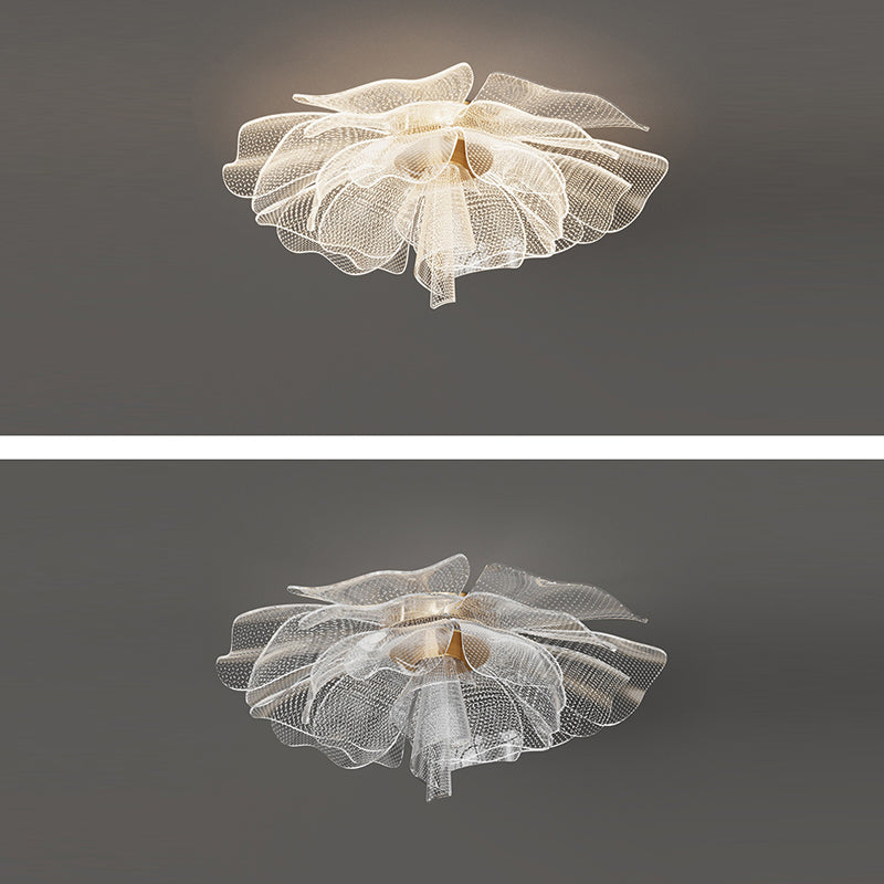 Modern Luxury Flower Petal Dome LED Ceiling Light – Iron & Acrylic, Flush Mount for Bedroom