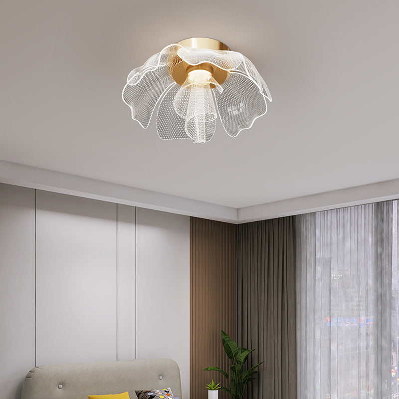 Modern Luxury Flower Petal Dome LED Ceiling Light – Iron & Acrylic, Flush Mount for Bedroom