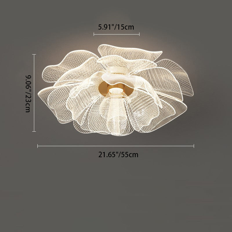 Modern Luxury Flower Petal Dome LED Ceiling Light – Iron & Acrylic, Flush Mount for Bedroom