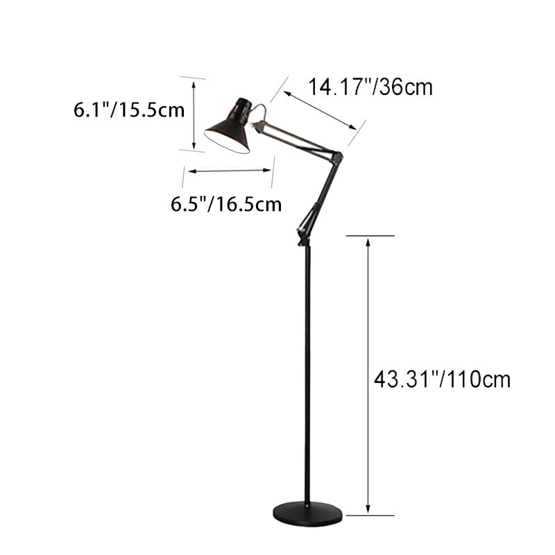 Elegant Contemporary Scandinavian Floor Lamp with Retractable Swivel Round Iron, 1-Light Standing Lamp for Bedroom