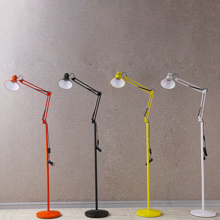 Elegant Contemporary Scandinavian Floor Lamp with Retractable Swivel Round Iron, 1-Light Standing Lamp for Bedroom