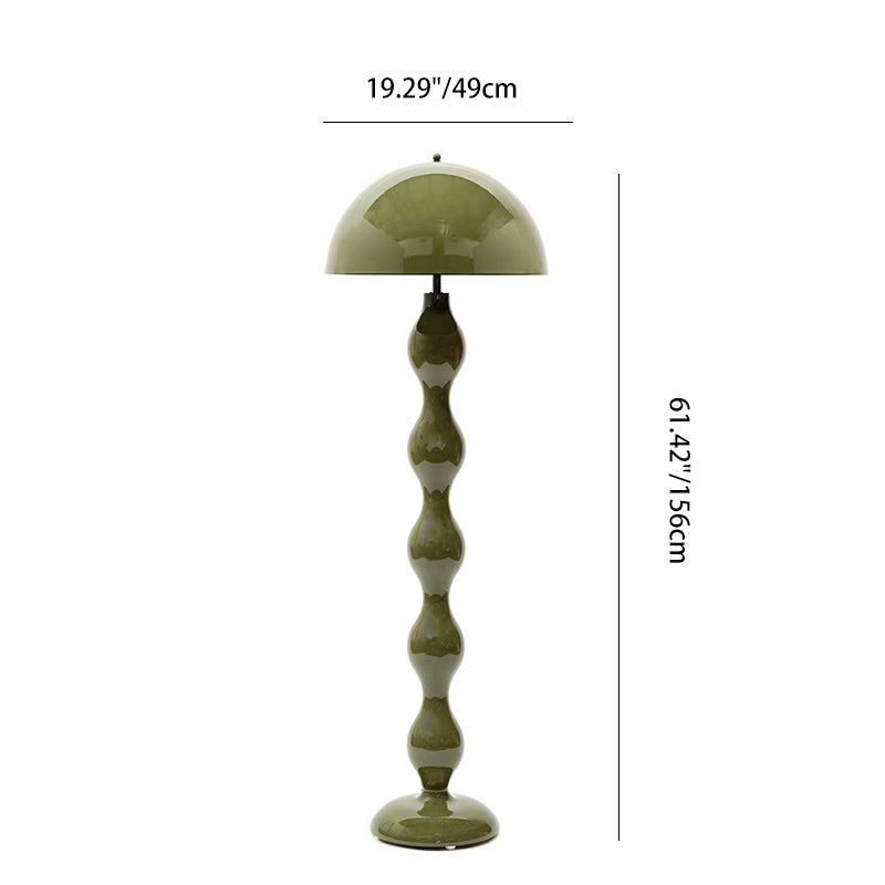 Contemporary Scandinavian Cream Mushroom Floor Lamp - Iron Semi-Circle, 1-Light Standing Lamp for Living Room