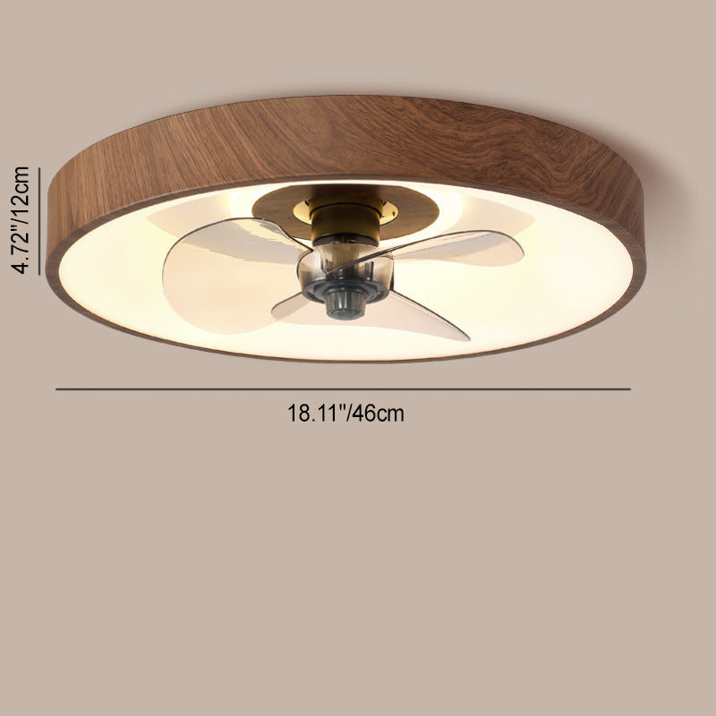 Modern Round Iron and Acrylic LED Flush Mount Ceiling Fan Light for Bedroom - Sleek, Space-Saving Fixture