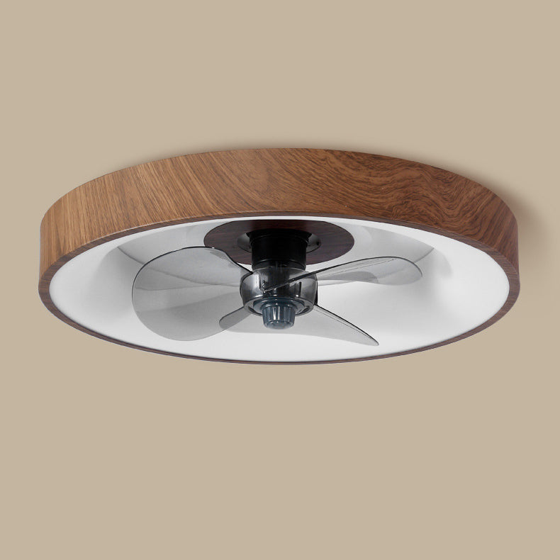 Modern Round Iron and Acrylic LED Flush Mount Ceiling Fan Light for Bedroom - Sleek, Space-Saving Fixture