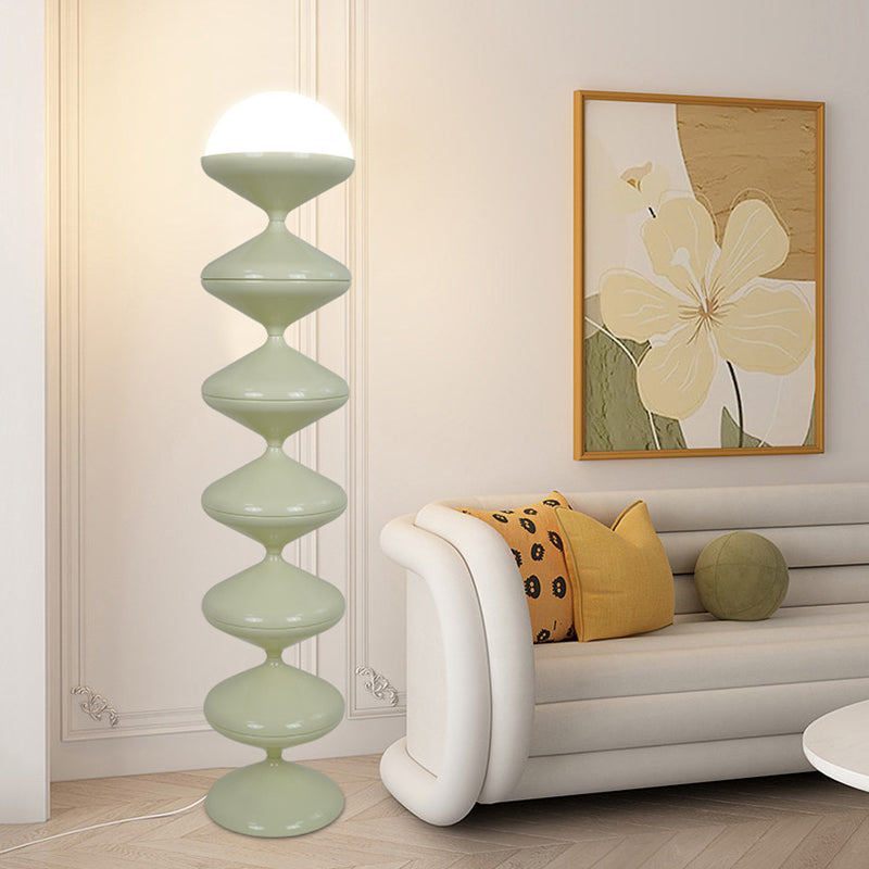 Modern Scandinavian Iron and Cream Round Acrylic 1-Light Floor Lamp – Sleek Free-Standing Bedroom Lighting