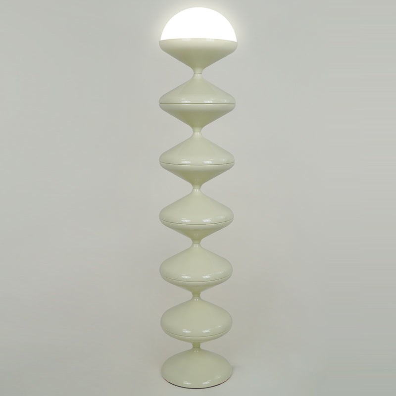 Modern Scandinavian Iron and Cream Round Acrylic 1-Light Floor Lamp – Sleek Free-Standing Bedroom Lighting