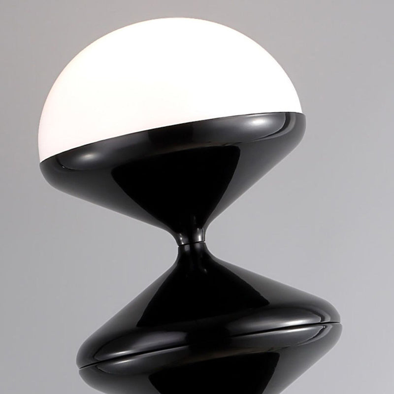 Modern Scandinavian Iron and Cream Round Acrylic 1-Light Floor Lamp – Sleek Free-Standing Bedroom Lighting