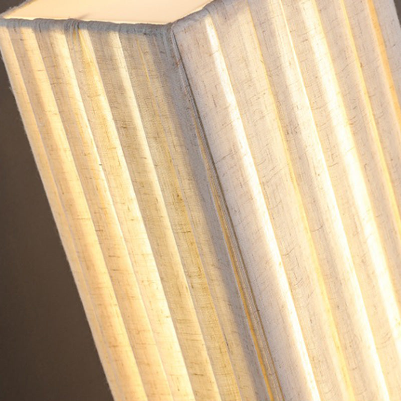 Traditional Japanese-Style Walnut Wood Floor Lamp with Rectangular Column and Fabric Shade — LED Living Room Standing Lamp