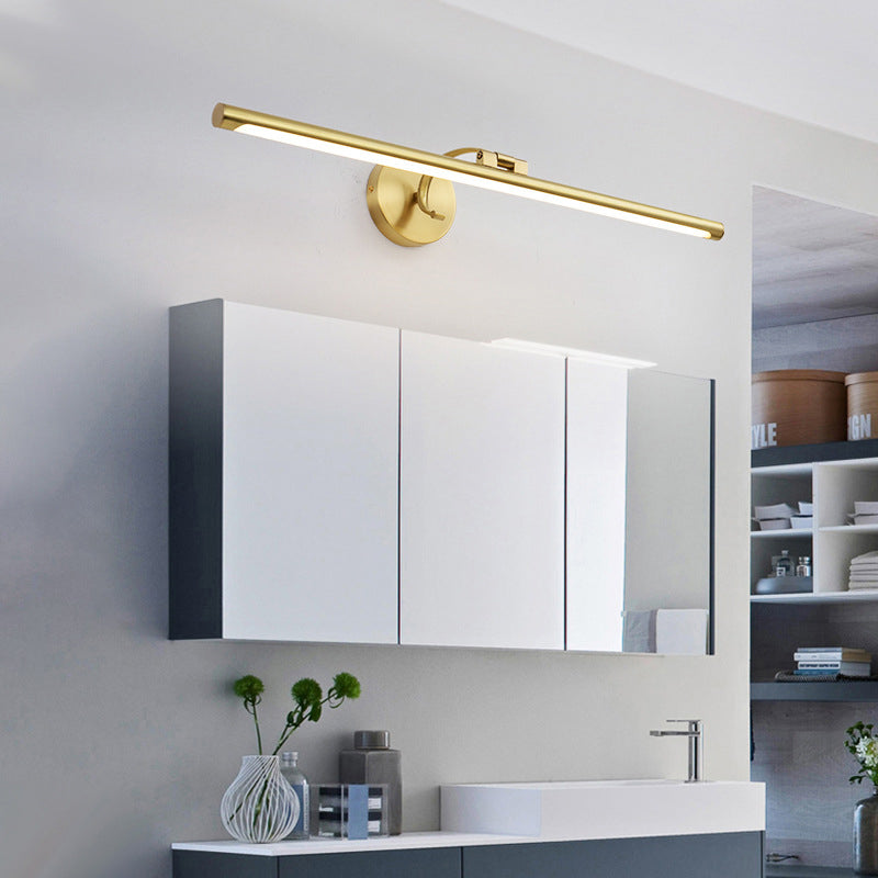 Modern Copper Minimalist LED Wall Sconce with Acrylic Strip – Sleek Vanity Light for Bathroom