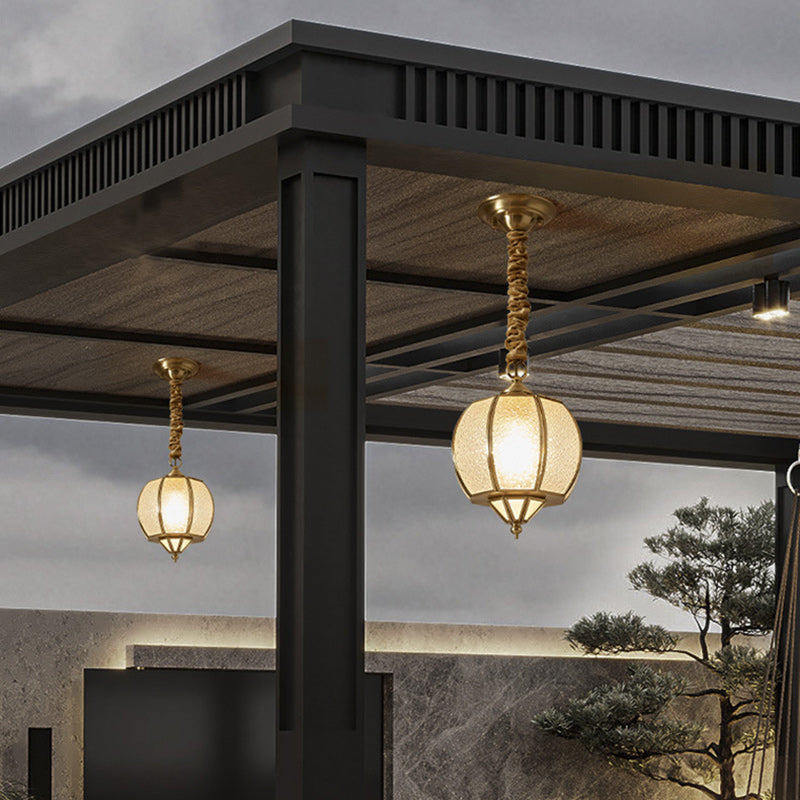 Modern Mid-Century Waterproof Copper Glass Cage Chandelier – Rhombic Cylinder, 1/3/4-Light Options for Outdoor Patio