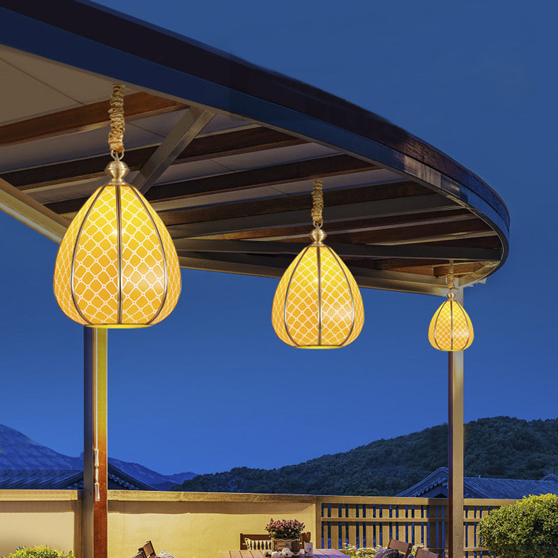 Modern Mid-Century Waterproof Copper Glass Cage Chandelier – Rhombic Cylinder, 1/3/4-Light Options for Outdoor Patio