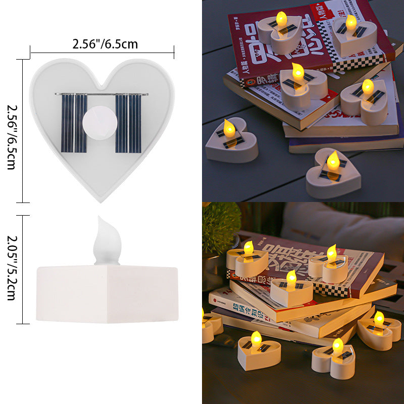 Modern Minimal Solar LED Candle Light – Waterproof ABS, Silica Round Heart Design for Outdoor Garden Landscape