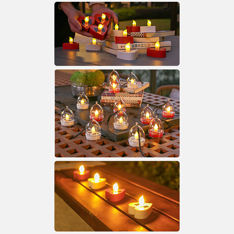 Modern Minimal Solar LED Candle Light – Waterproof ABS, Silica Round Heart Design for Outdoor Garden Landscape