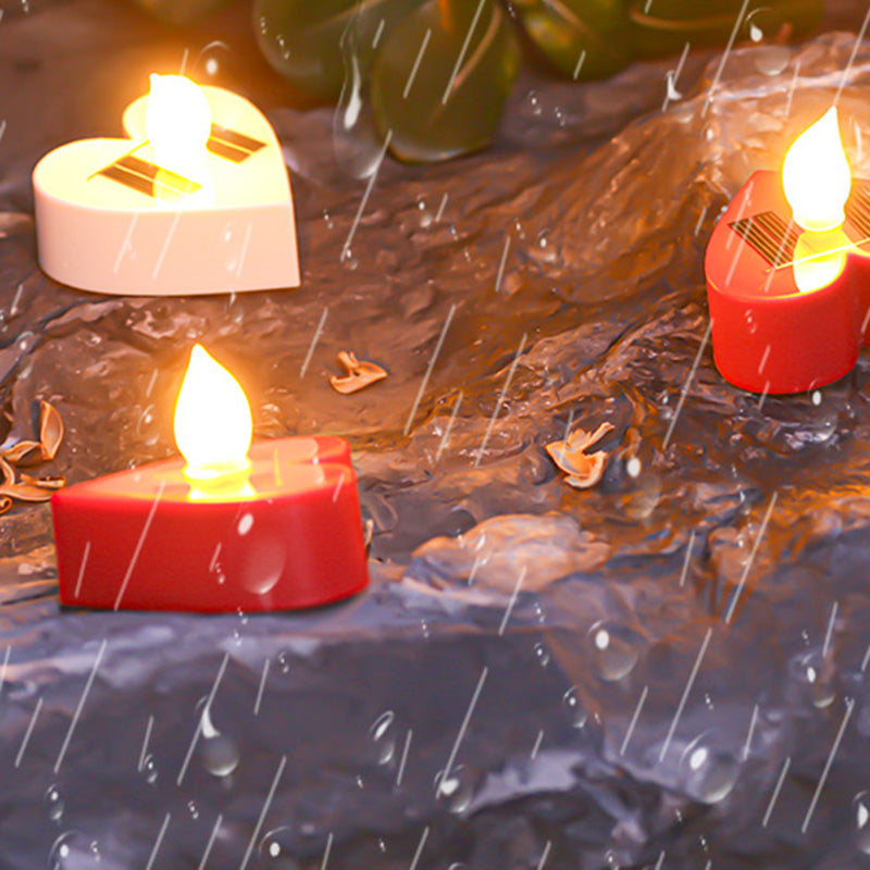 Modern Minimal Solar LED Candle Light – Waterproof ABS, Silica Round Heart Design for Outdoor Garden Landscape