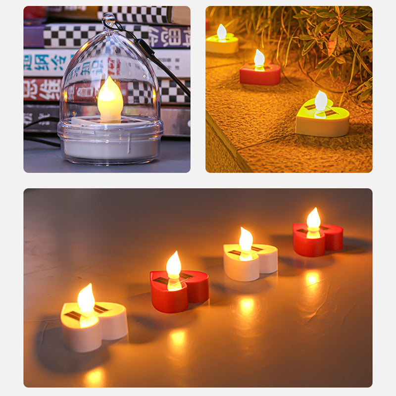 Modern Minimal Solar LED Candle Light – Waterproof ABS, Silica Round Heart Design for Outdoor Garden Landscape