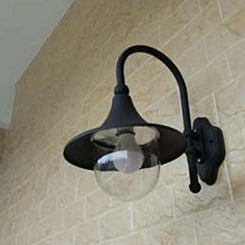Contemporary Industrial Weatherproof Wall Sconce - Aluminum PVC Conical Horn, 1-Light Outdoor Patio Lamp
