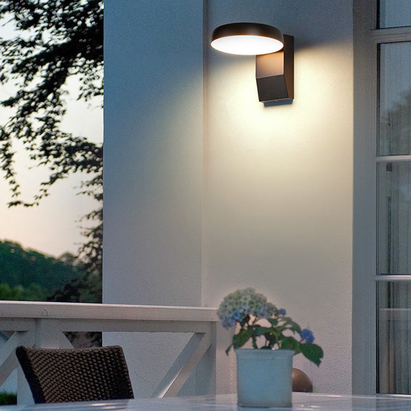 Modern Minimalist Waterproof Rotatable LED Wall Sconce Lamp – Aluminum & PC, Square or Round, for Outdoor Patio