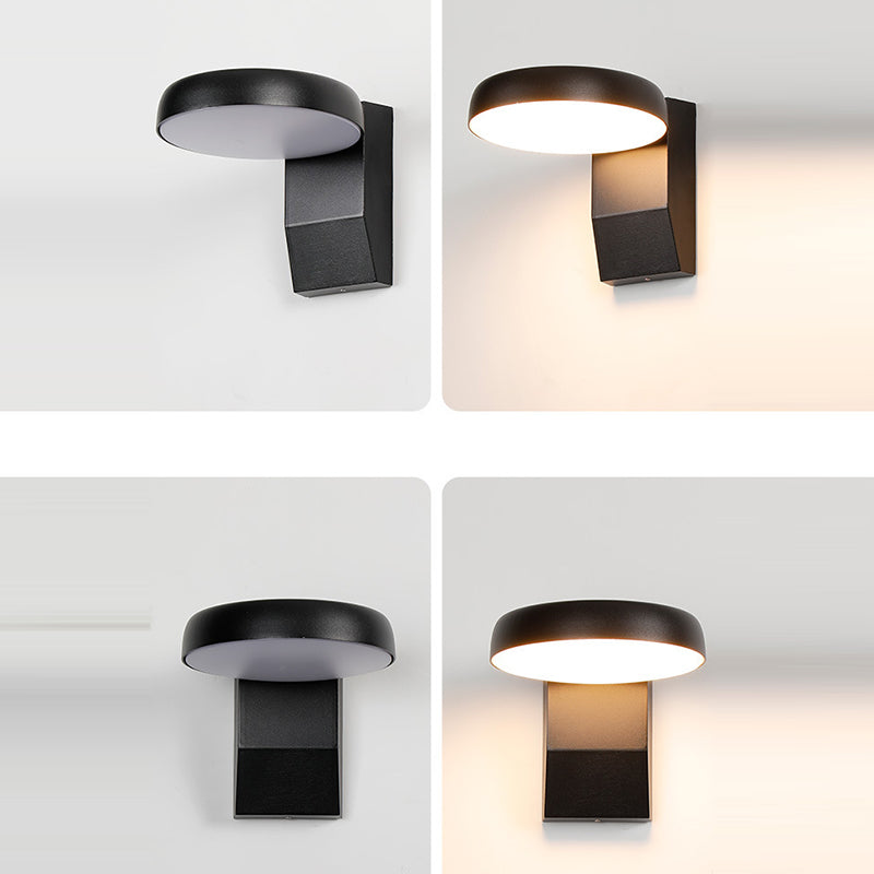 Modern Minimalist Waterproof Rotatable LED Wall Sconce Lamp – Aluminum & PC, Square or Round, for Outdoor Patio