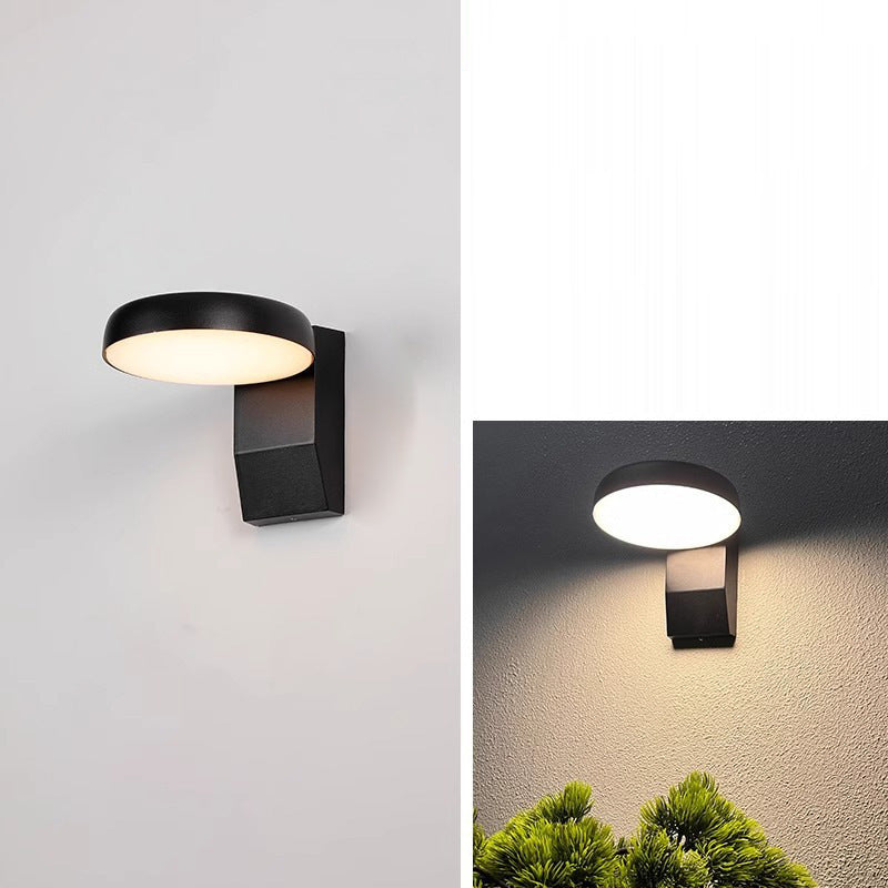Modern Minimalist Waterproof Rotatable LED Wall Sconce Lamp – Aluminum & PC, Square or Round, for Outdoor Patio