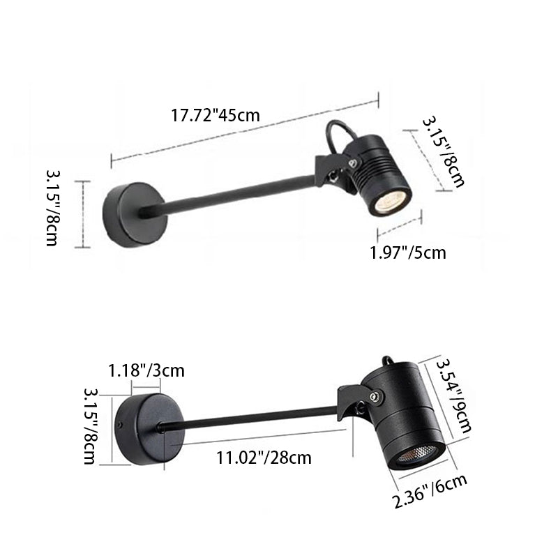 Modern Waterproof Aluminum LED Wall Sconce with Adjustable Cylinder Long Pole for Outdoor Patio