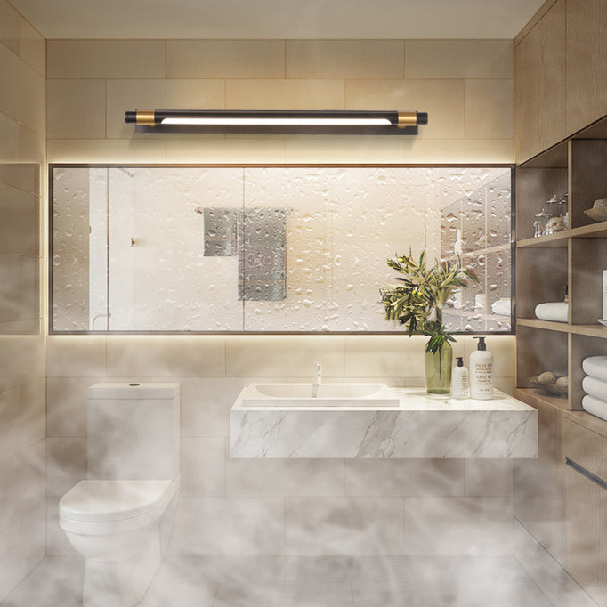 Modern Minimalist Iron & Acrylic Waterproof Rotatable LED Strip Wall Sconce for Bathroom Vanity