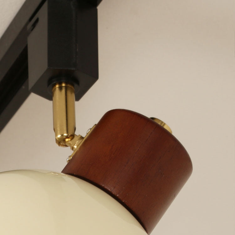 Nordic Contemporary Iron & Wood Bowl Track Light — Round, Adjustable 1 to 5 Lights, Semi-Flush Ceiling Fixture for Dining Room