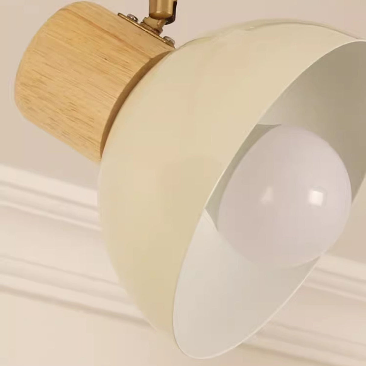 Nordic Contemporary Iron & Wood Bowl Track Light — Round, Adjustable 1 to 5 Lights, Semi-Flush Ceiling Fixture for Dining Room