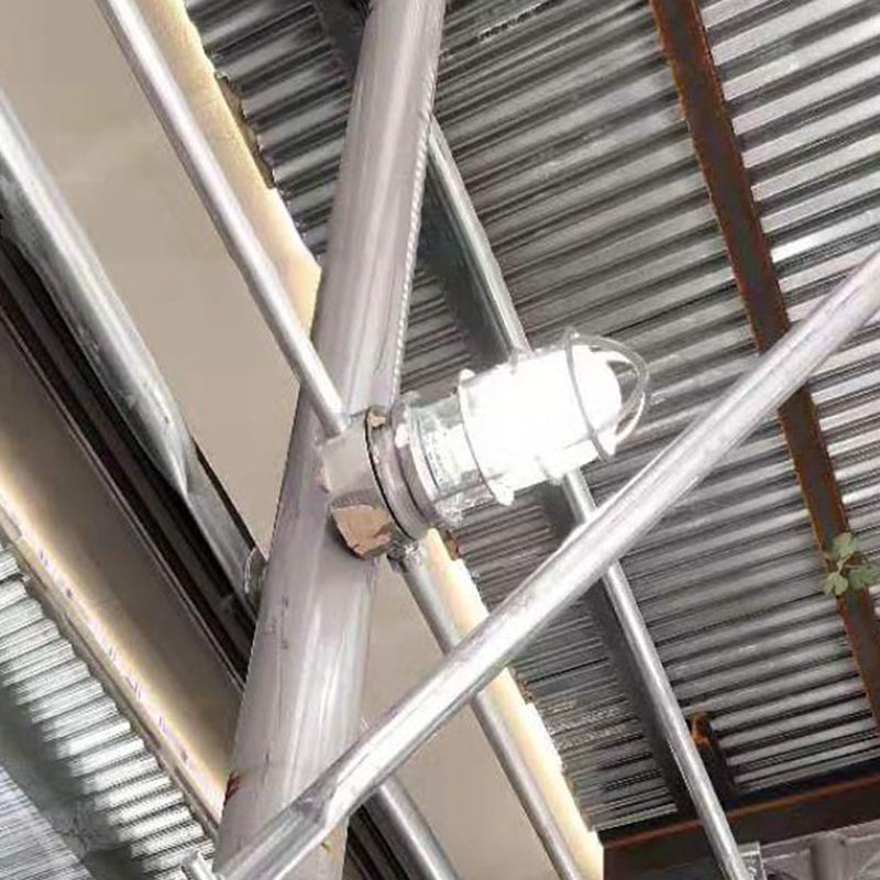 Modern Industrial Outdoor Ceiling Light - 1-Light, Waterproof Aluminum Alloy with Glass Cylinder Cage, Semi-Flush Mount for Patio
