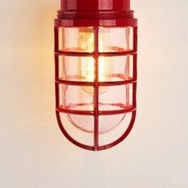 Modern Industrial Outdoor Ceiling Light - 1-Light, Waterproof Aluminum Alloy with Glass Cylinder Cage, Semi-Flush Mount for Patio