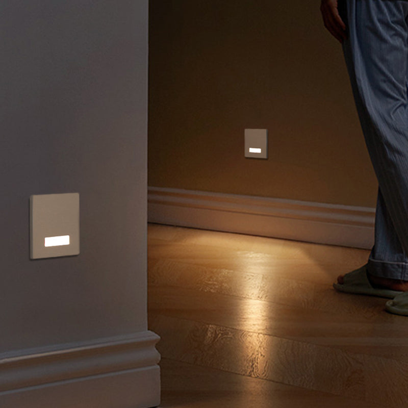 Modern Minimalist Waterproof LED Recessed Wall Sconce — Square Aluminum Alloy Body with PC Lens for Hallways