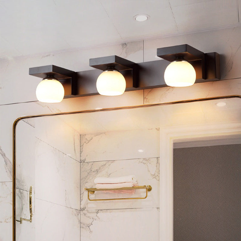 Contemporary Retro Rubber Wood and Iron Glass Rectangular 2/3-Light Wall Sconce Lamp – Vanity Light for Bathroom