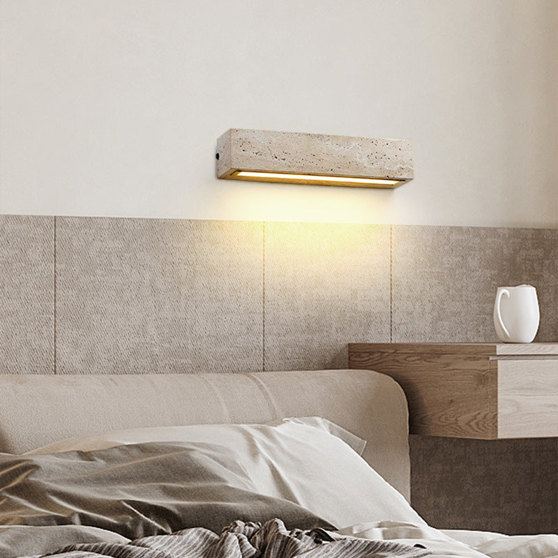 Modern Retro Waterproof Travertine Rectangular LED Wall Sconce – Outdoor Patio Lamp