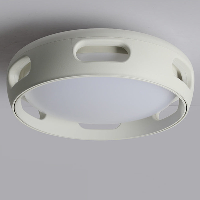 Nordic Contemporary Round Bladeless Ceiling Fan with LED Light – Semi-Flush Mount, PC & Acrylic, for Bedroom